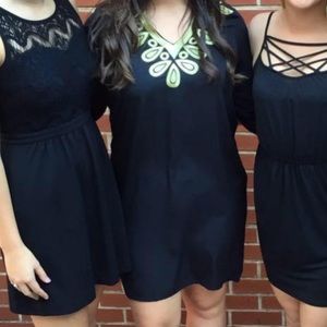 Black dress with gold stitching - worn once